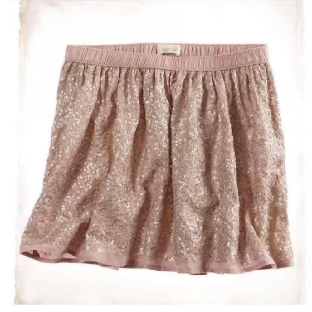 Aerie Gold Skirt Shimmery Mini Skirt Casual Party Wear - Picture 2 of 4